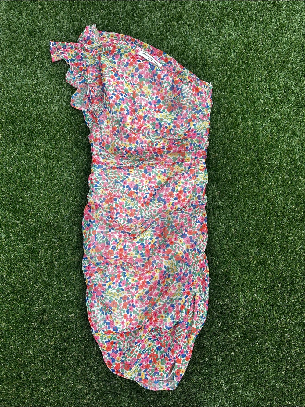 Amanda Uprichard Floral Ruched One-Shoulder Dress 🌸